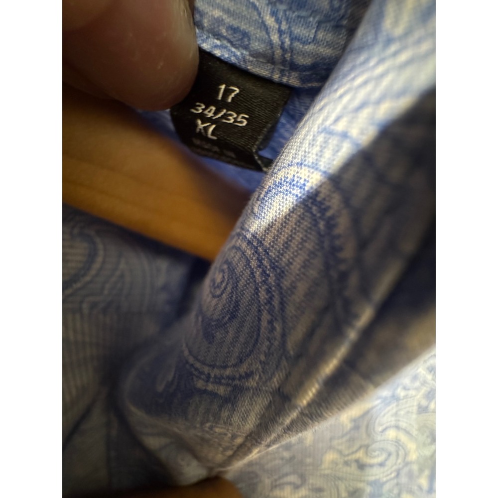Lauren Ralph Lauren Mens XL Blue Paisley Stretch Dress‎ Shirt Regular 17 34/35 - Picture 7 of 7
